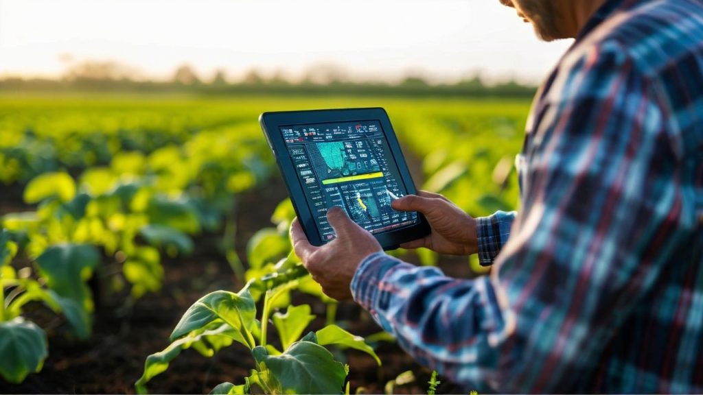  agricultural field equipped with IoT technology for smart farming